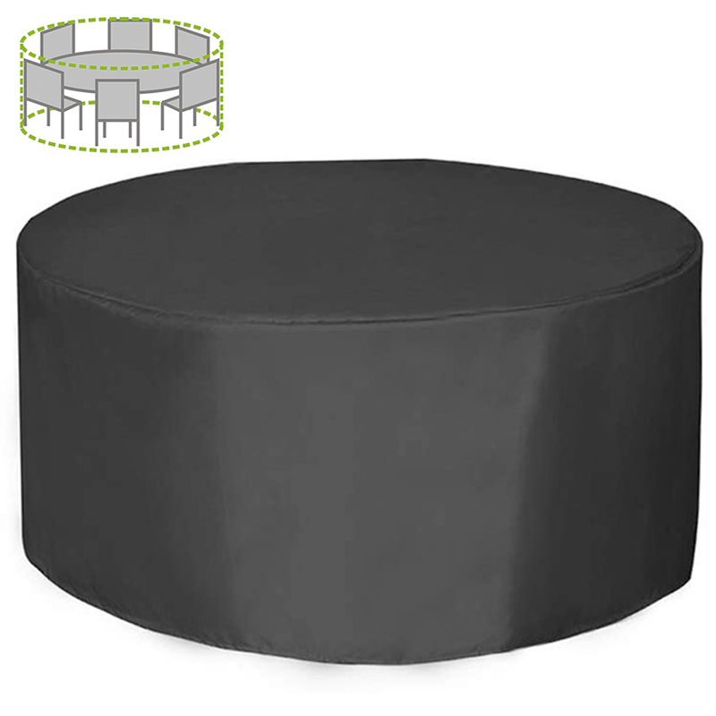Outdoor Furniture Table And Chairs - ผ้าคลุมเฟอร์นิเจอร์ทรงกลม 12 ขนาด 210D ผ้าคลุมเฟอร์นิเจอร์สำหรับลานบ้านแบบหนาพิเศษ กันน้ำ