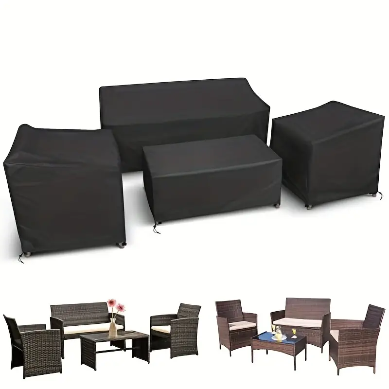 Outdoor Furniture Recliner Set - 4 ชิ้น/เซ็ต Patio เฟอร์นิเจอร์ครอบคลุม,Heavy Duty กันน้ํากลางแจ้งเฟอร์นิเจอร์ครอบคลุม,หวายกลางแจ้งเฟอร์นิเจอร์