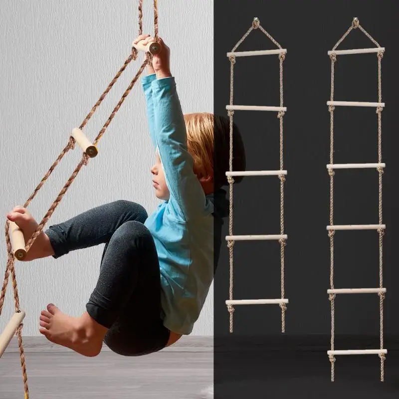 Garden Swing Chair - บันไดไม้สำหรับเด็กสำหรับกิจกรรมกลางแจ้งใช้เชือกแกว่งสายรัดนิรภัยปลอดภัยบันไดไม้หลายขั้นปีนเกมปีนเขาสวนกีฬาปีนเขา