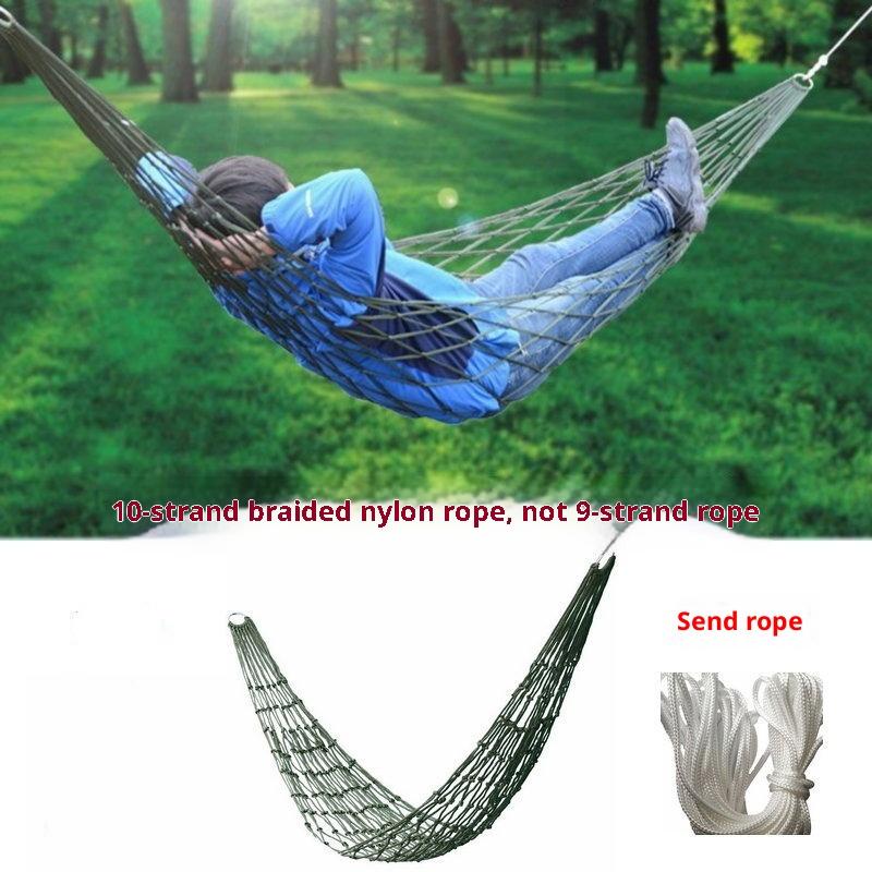 Garden Swing Chair - เปลญวนเชือกไนลอนหนาสำหรับสวนกลางแจ้งแบบพกพาในร่มตาข่ายเก้าอี้สวิงแบบเรียบง่ายเพื่อการพักผ่อนและความสบาย