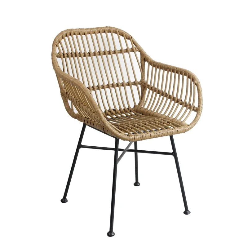 Outdoor Furniture Kitchener - เก้าอี้ทานอาหารสไตล์นอร์ดิกสำหรับห้องครัว เก้าอี้หวายสำหรับระเบียงกลางแจ้ง เก้าอี้เหล็กดัดหวาย เก้าอี้ไม้เนื้อแข็ง เก้าอี้มีพนักแขนทำมือแบบเรียบง่าย