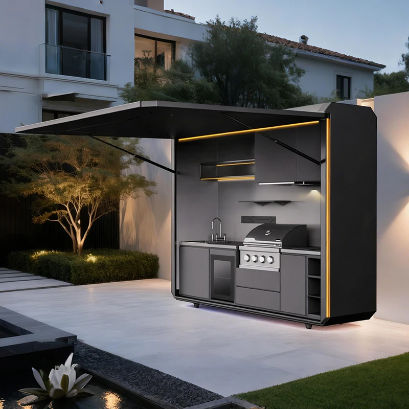 Outdoor Furniture Kitchener - ครัวกลางแจ้งแบบเคลื่อนย้ายได้พร้อมก๊อกน้ำ สำหรับตั้งแคมป์และใช้ในสวน แข็งแรง ทนทาน ใช้งานกลางแจ้งได้