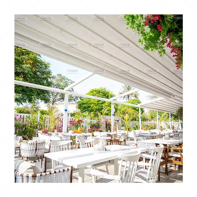 Outdoor Furniture Hdpe - กันสาดพับเก็บได้แบบตั้งพื้นขนาด 10x18 ฟุต พร้อมไฟ LED สำหรับตกแต่งภายนอกบริเวณทางเข้าบ้าน