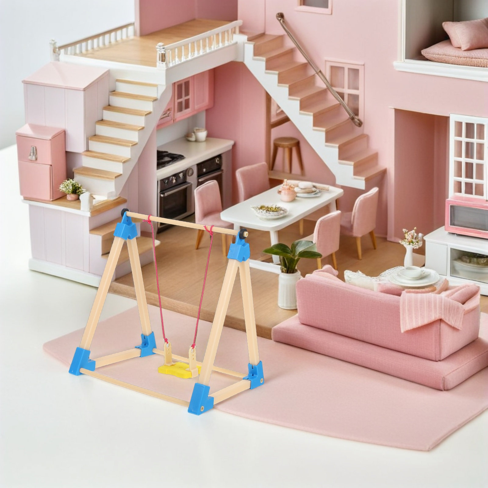 Garden Swing Chair - ชุดชิงช้าขนาดเล็กสำหรับบ้านตุ๊กตา 2 ชิ้น ชุดชิงช้า DIY สร้างสรรค์