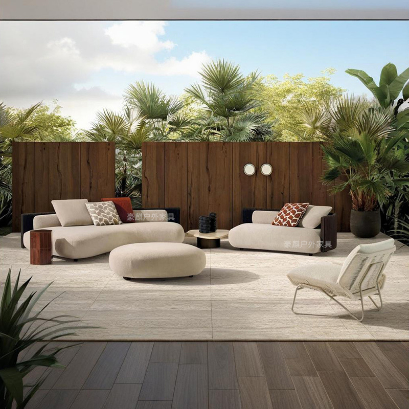 Outdoor Furniture Italian - ชุดโซฟาหวายกลางแจ้งสไตล์อิตาลีสุดหรู สำหรับลานบ้าน สวน ระเบียง เฟอร์นิเจอร์พักผ่อนระดับไฮเอนด์ สำหรับบ้านพักตากอากาศ