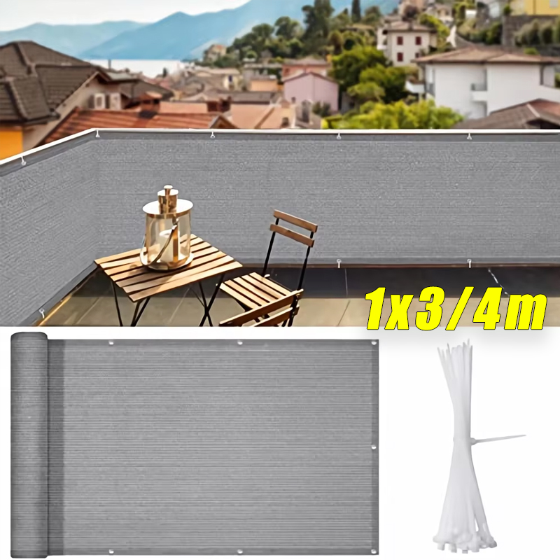 Outdoor Furniture Hdpe - หน้าจอความเป็นส่วนตัวระเบียง 4x1M รั้วลมสําหรับงานหนักสําหรับอพาร์ทเมนท์ลานสนามหลังบ้านดาดฟ้าการป้องกันราวกลางแจ้ง