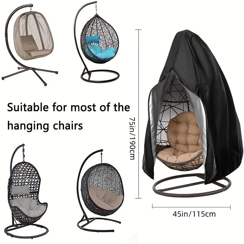Garden Swing Chair - ผ้าคลุมเก้าอี้แขวนรูปไข่แบบกันน้ำ ป้องกันรังสียูวี สำหรับงานหนัก ใช้ได้กับเก้าอี้เดี่ยว/คู่ ป้องกันฝุ่นละอองในสวน
