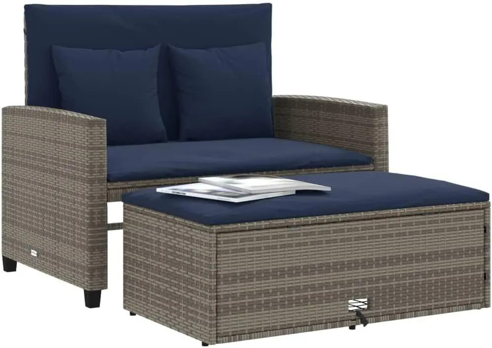 โซฟาสวนแบบปรับเปลี่ยนได้สีเทาแ - Outdoor Furniture Rattan บทวิจารณ์และราคา