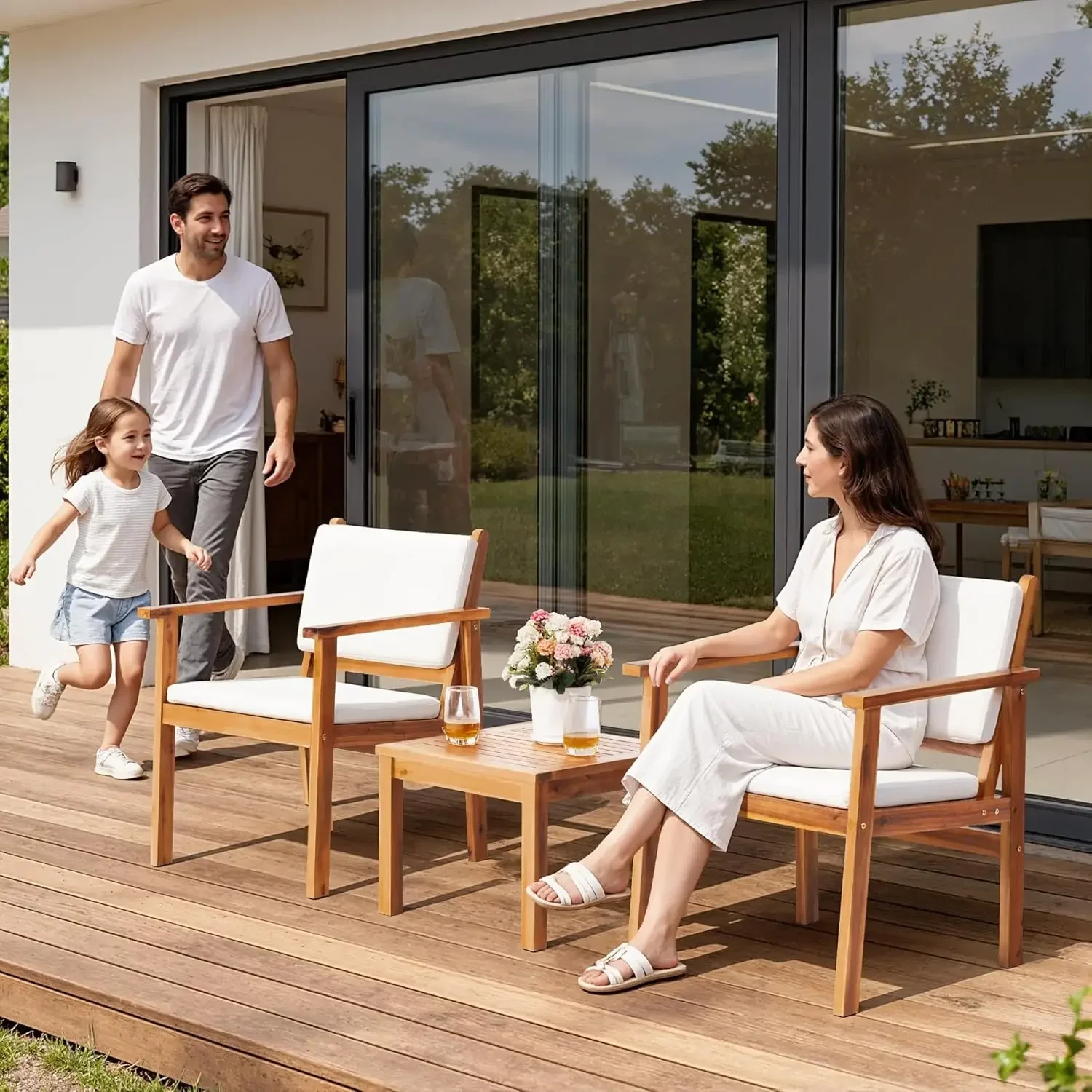 ชุดเฟอร์นิเจอร์ระเบียงไม้กระถิ - Outdoor Furniture Table And Chairs บทวิจารณ์และราคา