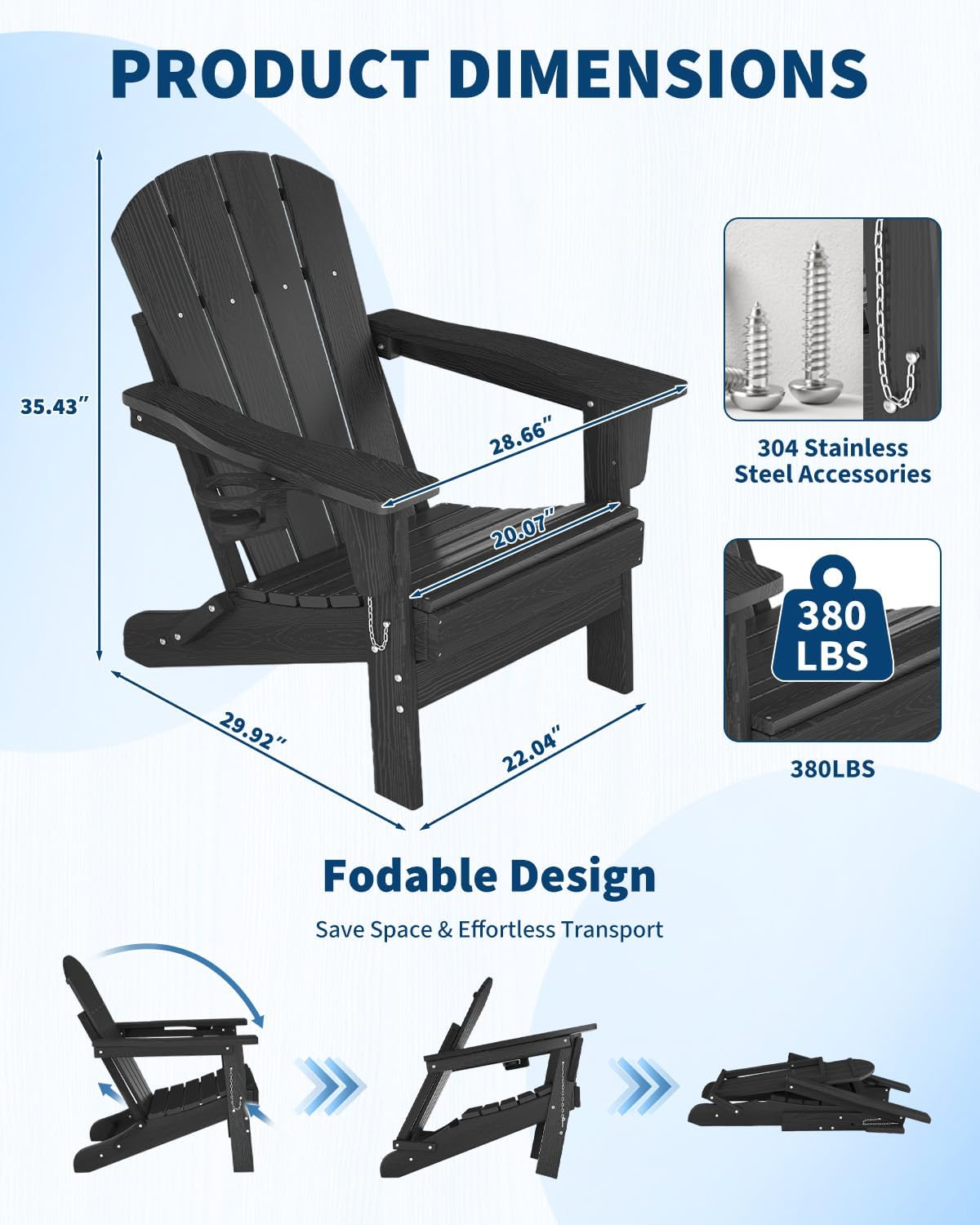 เก้าอี้ Adirondack พับได้ ทำจา - Outdoor Furniture Hdpe บทวิจารณ์และราคา