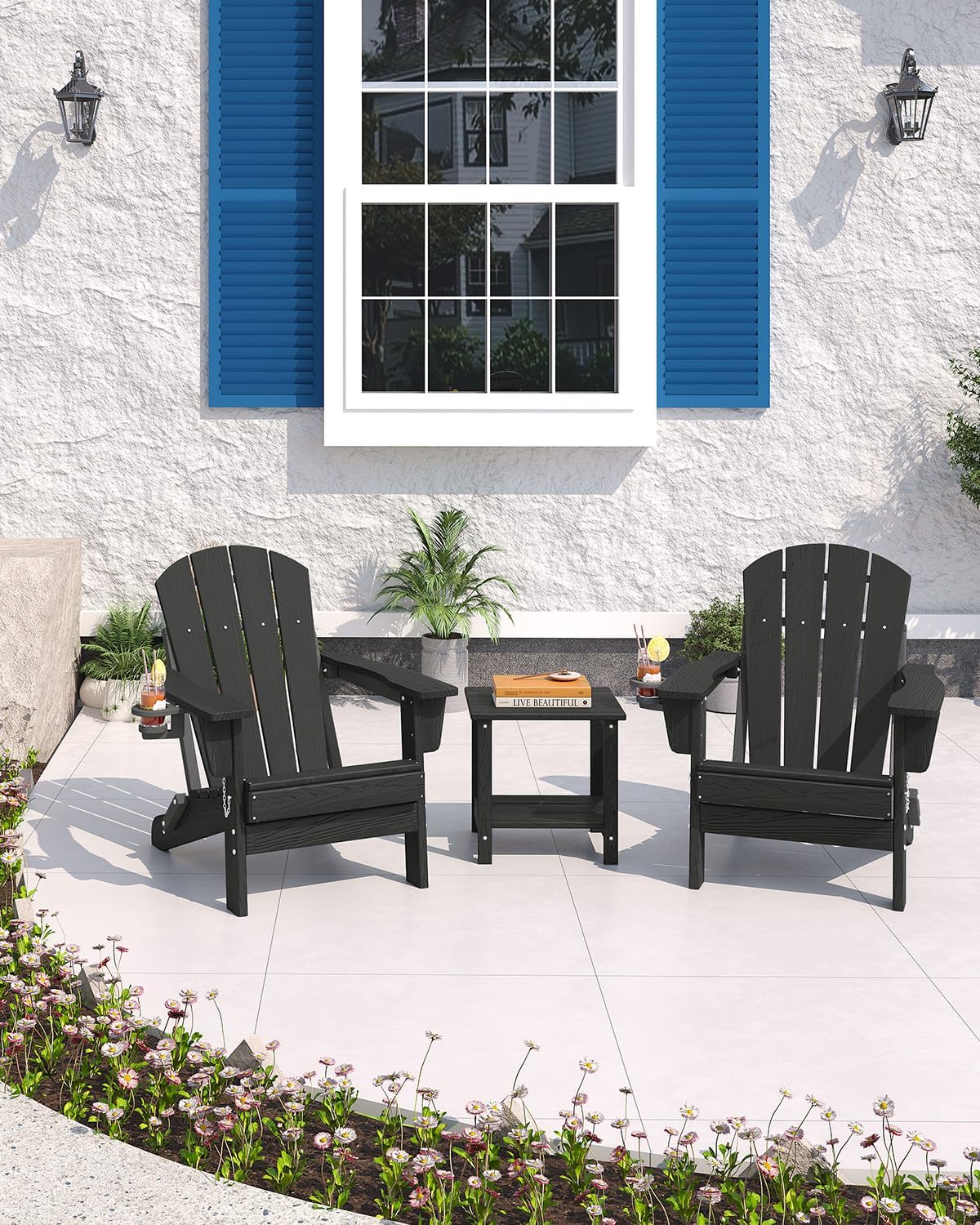 เก้าอี้ Adirondack พับได้ ทำจา - Outdoor Furniture Hdpe บทวิจารณ์และราคา