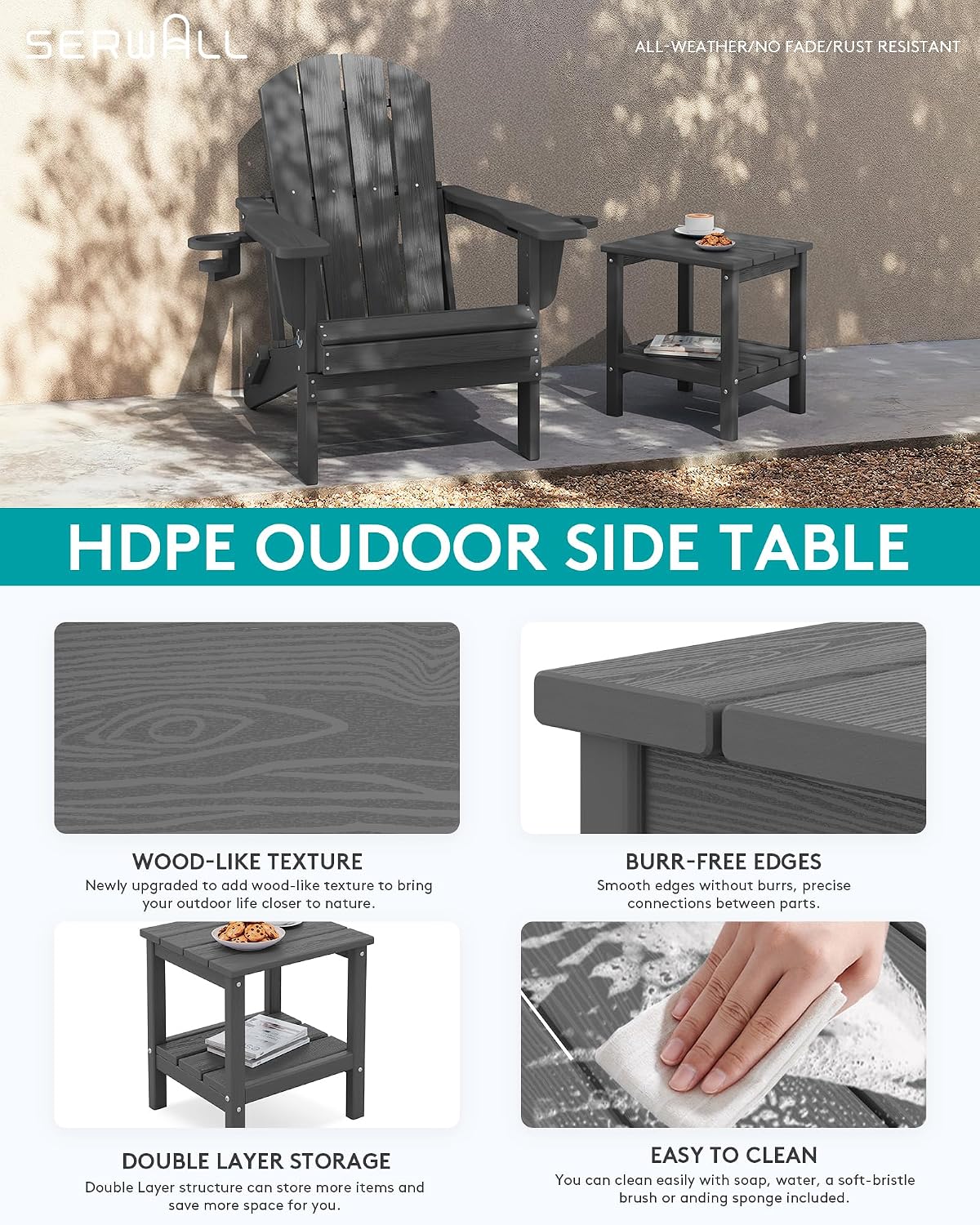ชุดโต๊ะข้างกลางแจ้ง HDPE 2 ชั้ - Outdoor Furniture Hdpe บทวิจารณ์และราคา