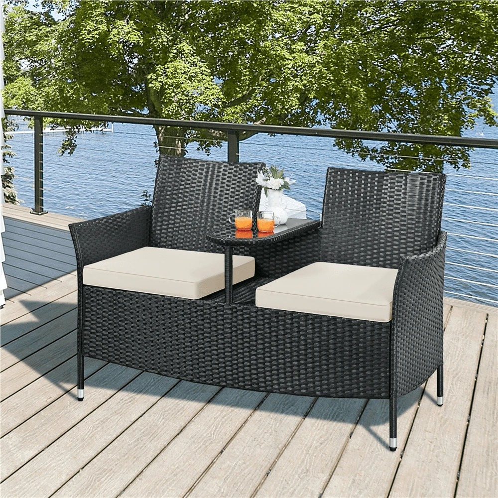 เก้าอี้คู่กลางแจ้งระดับพรีเมีย - Outdoor Furniture Rattan บทวิจารณ์และราคา
