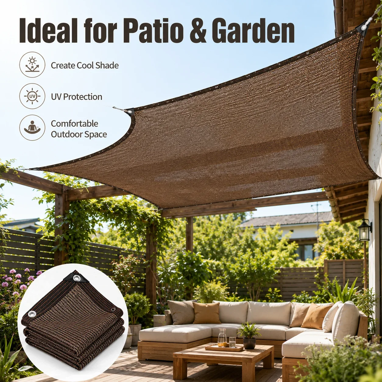 ตาข่ายบังแดดลานขนาดใหญ่ – สีกา - Outdoor Furniture Hdpe บทวิจารณ์และราคา