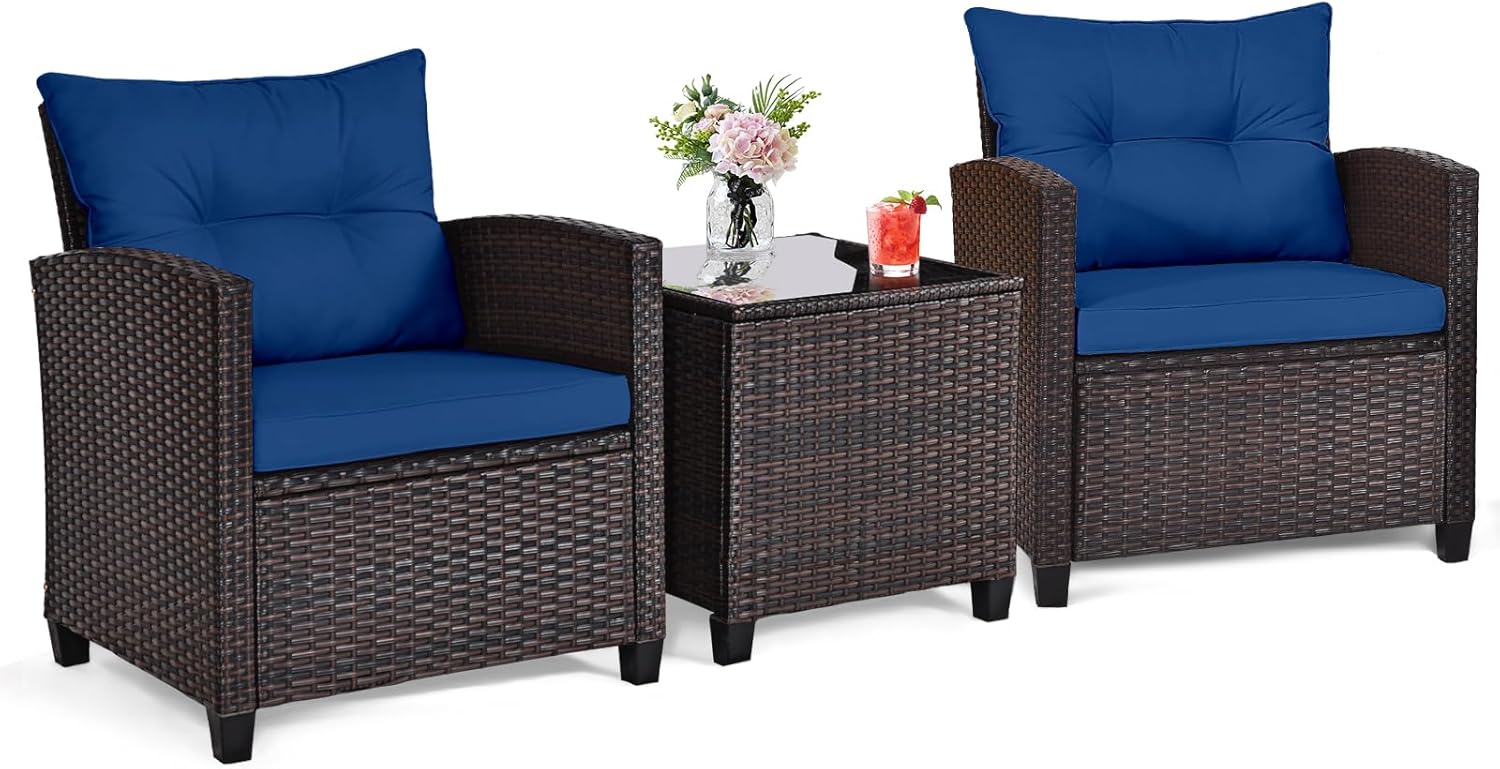 ชุดบิสโทรกลางแจ้ง 3 ชิ้น ทำจาก - Outdoor Furniture Rattan บทวิจารณ์และราคา