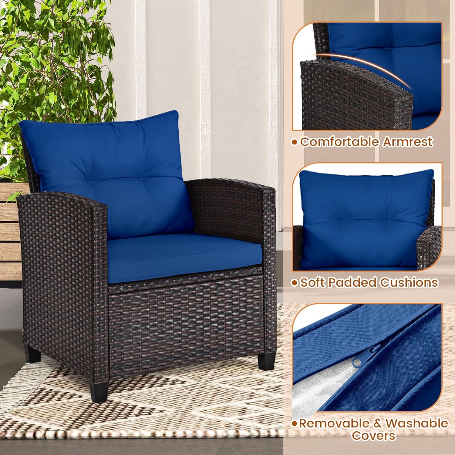 ชุดบิสโทรกลางแจ้ง 3 ชิ้น ทำจาก - Outdoor Furniture Rattan บทวิจารณ์และราคา